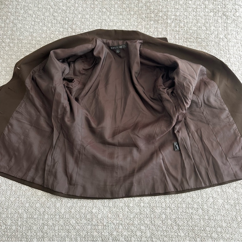 LAFAYETTE 148 New York Brown Wool Cropped Blazer Jacket Size 2 - Picture 7 of 9